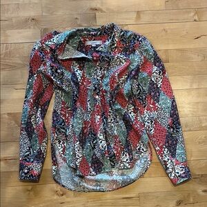 LOFT Women's Multicolor Patterned Top